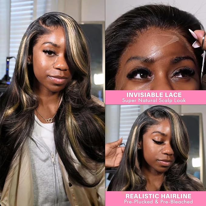 WOWANGEL 13x6 HD Lace Front Wigs Human Hair Body Wave Pre Plucked SKINLIKE 0.1mm Extremely Thin Real HD Lace Front Wigs 250% Density Glueless Human Hair Wigs for Women 20 Inch