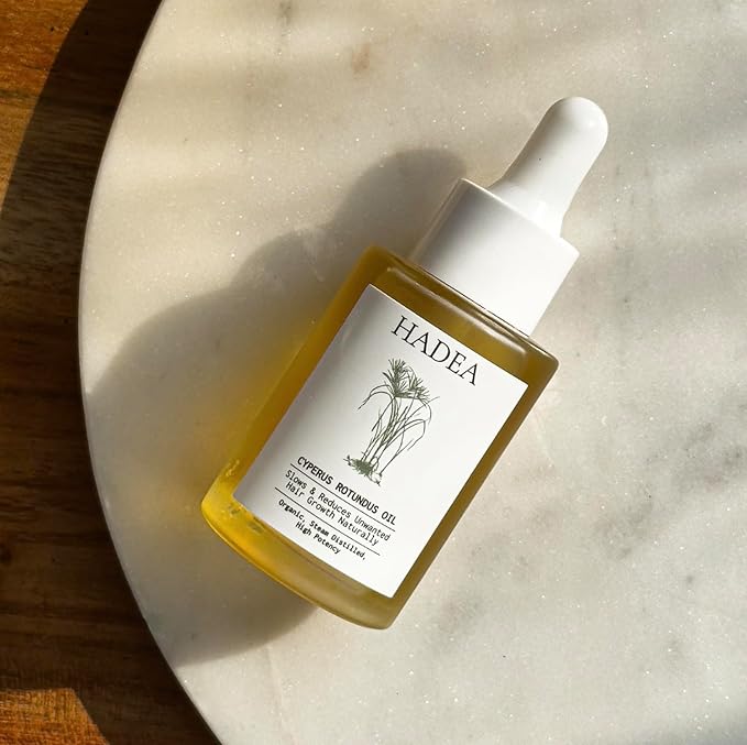 HADEA Cyperus Rotundus Oil to Reduce Hair Growth 100% Organic High-Potency Steam Distilled Cyprus Nutgrass Cypress Inhibitor | Cypress Rotundus Oil For Pcos, Hirsutism, Any Unwanted Hair 30ml