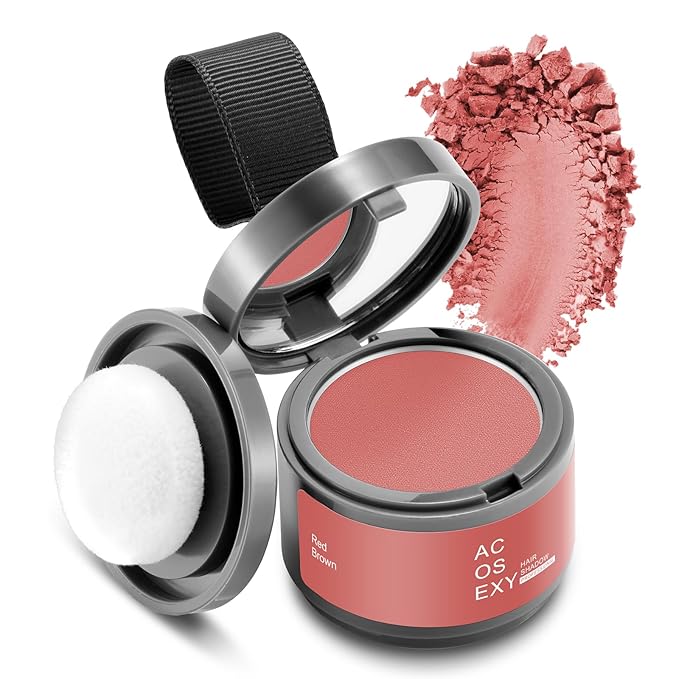 Root Touch Up Color Powder for Women's Gray and Thinning Hair, Men's Beard Line and Bald Spots - Instantly Covers Hairline Shadows (Red Brown)