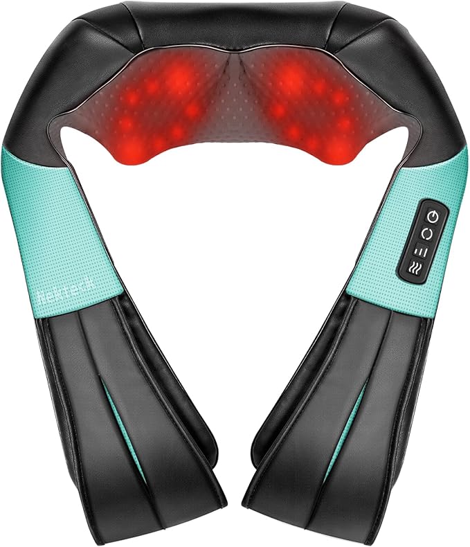 Nekteck Shiatsu Neck and Back Massager with Soothing Heat, Electric Deep Tissue 3D Kneading Massage Pillow for Shoulder Leg Full Body Muscle Pain Relief, Car Office and Home Use
