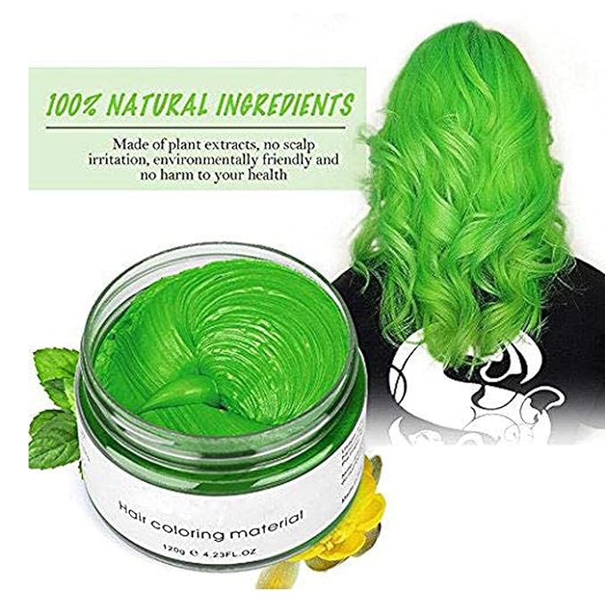 Green Hair Spray, Temporary Color Wax, Natural Coloring Material, Disposable Styling Clay for Cosplay, Party, Masquerade, Halloween (Green, 1 Pack)