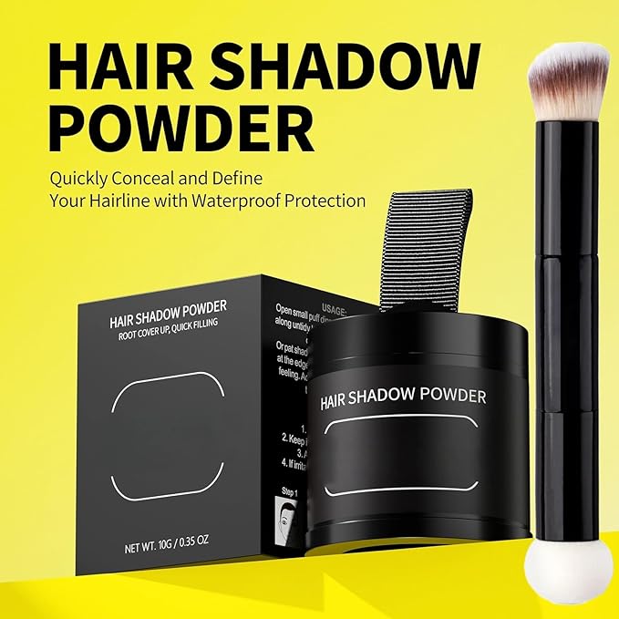 Gowwim Root Touch up Powder, Instantly Gray Hair Cover up Hairline Powder for Women & Men Waterproof and Sweatproof Root Cover Up Long-Lasting for Thinning & Loss Hair (Dark Brown2, 10G+1)