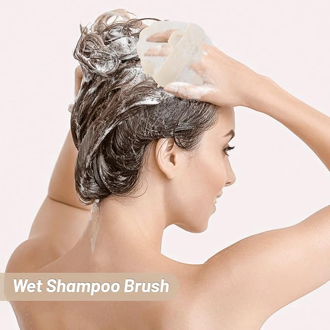 Scalp Massager Hair Growth, Scalp Scrubber Wiht Silicone Bristles, Head Massager Scalp, Wet Dry Hair Care Scalp Scrub for Women Man (White)