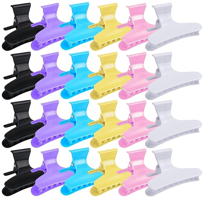 Ondder 24 Pcs Butterfly Hair Clamps Claw Clips Hair Claw Clips Salon Pro Section Clip for Styling, Sectioning, Cutting, Coloring Hair Clips Hairdressing Salon Tool Hair Accessories for Women Girls