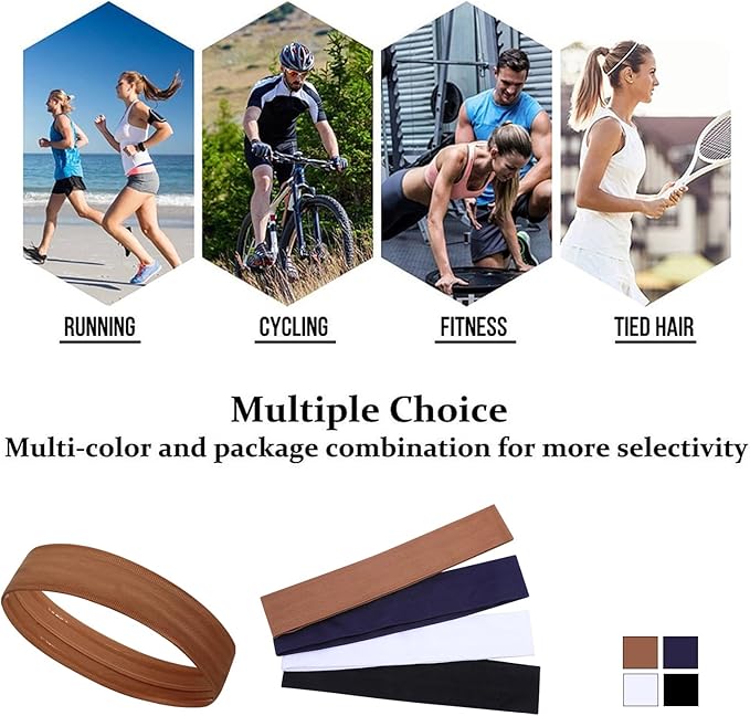 Workout Headbands Non Slip Headband Sport Headbands Sweatbands Elastic Sport Hair Bands for Sports Travel Indoor Fitness Gym