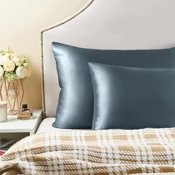 BEDELITE Satin Pillowcase for Hair and Skin, Super Soft Similar to Silk Pillow Cases 4 Pack with Envelope Closure, Cooling Pillowcases for Women Men (20"x30" Queen Size, Space Grey)