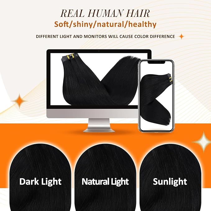 Full Shine Black Human Hair Extensions Seamless Clip in Hair Extension 22 Inch Natural Human Hair Clip in Extensions Black Real Hair for Women Thick End 8 PCS 120 G