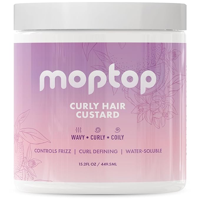 MopTop Curly Hair Gel Custard - Styling Gel for Moisturizing and Defining Soft Curls, Lightweight and Anti Frizz, Curly Hair Products for Waves, Coils & Kinks (Citrus Kumquat, 16oz)