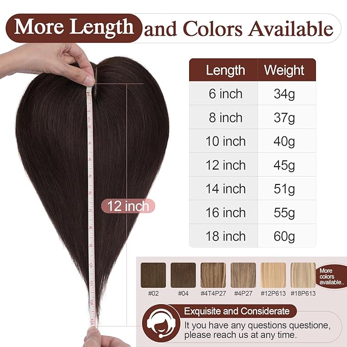 SEGO Hair Topper for Women, No Bangs Real Human Hair Topper with Anti-Slip Clips (16 Inches #Grey)