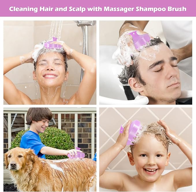 URTHEONE Hair Scalp Massager Shampoo Brush,Soft Silicone Hair Brush for Wet Dry Oily Curly Straight Thick Thin Rough Long Short Natural Men Women Kids Pets Hair Care Tools(Lilac Violet)