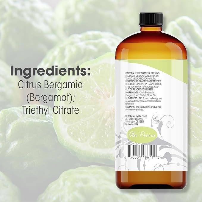 Ola Prima Oils 16oz - Bergamot Essential Oil - 16 Fluid Ounces