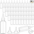 60 Pcs 2 oz (60 ml) Plastic Hair Squeeze Bottle with Twist Cap - Refillable Applicator Bottle for Hair Oils, Dyes & Liquids, Includes 2 Funnels (Clear, 4.72 x 1.34 inches)