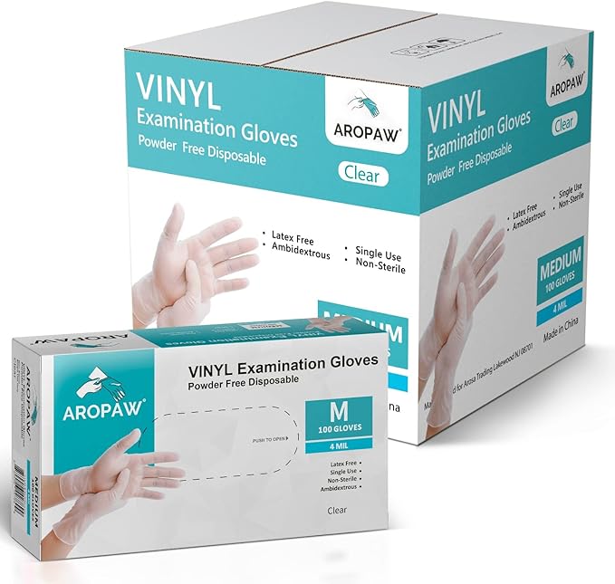 Vinyl Gloves Case Strong 4 MIL Latex Free Powder Free 10 Boxes| 1000 Gloves