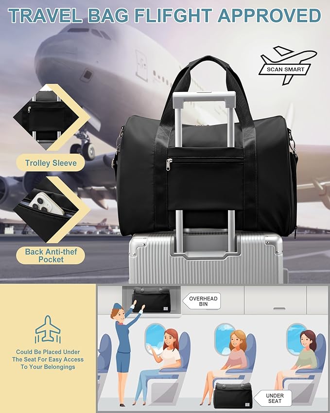 Gym Bag Womens,Travel Duffel Carry on Bag Sport Tote Bag Weekend Overnight Bag