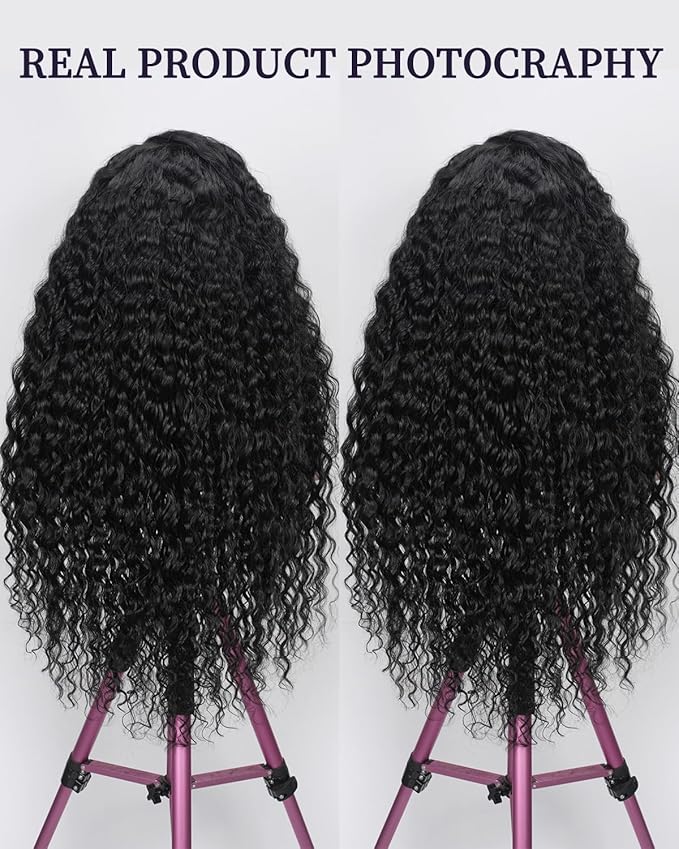 13x6 Deep Wave Lace Front Wigs Human Hair 180% Density curly human hair wig for Women 13x6 Wet and Wavy HD Transparent Lace Frontal Wigs Human Hair Pre Plucked with Natural Baby Hair 26inch