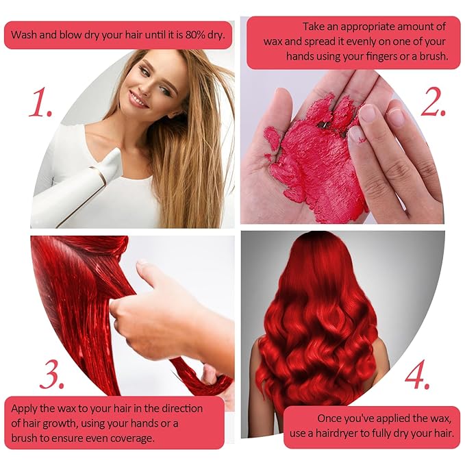 Temporary Red Hair Spray Color Wax 4.23 oz, Instant Natural Hairstyle Cream Dye, Disposable Coloring Mud for Men Women Youth, Washable Styling Pomades, Party Cosplay DIY Halloween