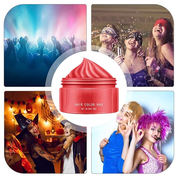 Hair Color Wax - 30ml Temporary Washable Hair Dye, Style and Color Easily for Women Men Teens and Kids, Styling Cream for Parties Cosplay Halloween, Vibrant Fun Colors Easy to Apply Wash