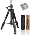 Wig Stand Tripod with Non-Slip Base Adjustable Mannequin Head Stand with Hook Heavy Duty Manikin Head Tripod