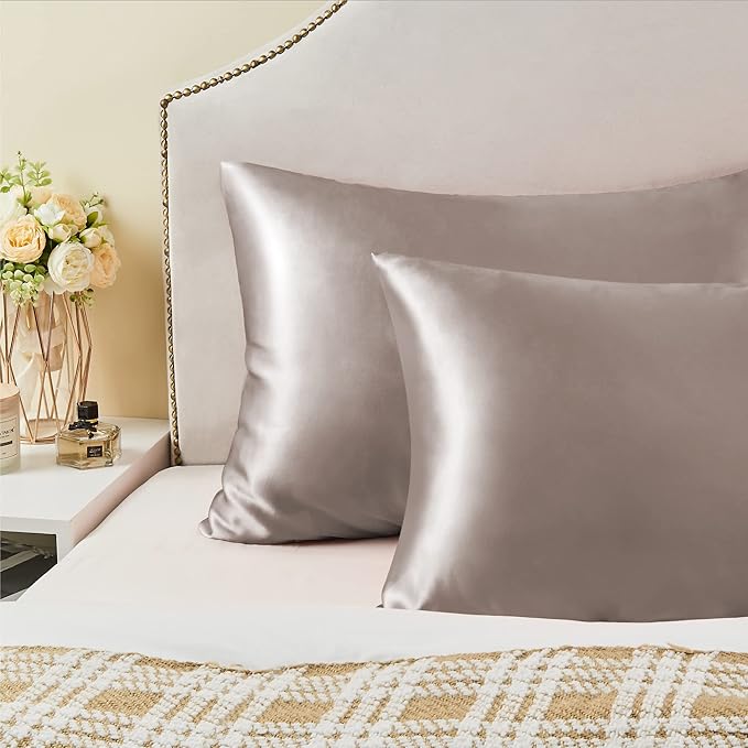 BEDELITE Satin Pillowcase with Zipper, Rose Taupe King Size Pillow Cases Set of 2, Super Soft and Cooling Similar to Silk Pillow Cases, Gift for Women Men(20x36 Inches)