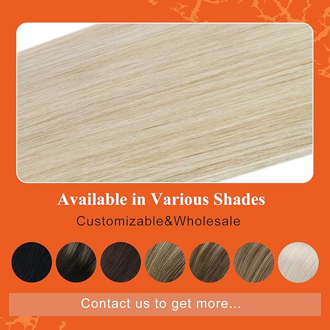 Full Shine Blonde Tape in Hair Extensions Human Hair 20Inch Platinum Blonde Hair Extensions 60 Extensions Human Hair Natural 20pcs 50Grams Glue on Extensions Real Straight Hair for Party