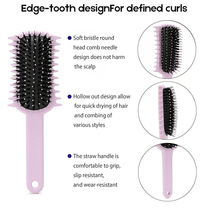 Curly Hair Brush, Volume Curl Defining Brush for Detangling Shaping and Styling Women's Curls, Reduce Pulling (Purple)