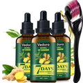 Vedora Ginger Oil for Hair Growth - Biotin Hair Growth Serum, 100% Pure Natural Ginger Essential Oil - Promotes Stronger, Thicker, Longer Hair in Women & Men - 3.0 Fl Oz / 90ML (3pc+Roller)