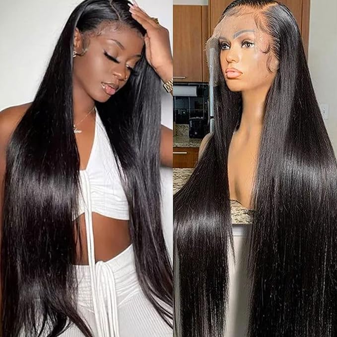 Lemoda Straight SKINLIKE Real HD 13x4 Full Lace Frontal Wigs 210% Density 15A Brazilian Straight Virgin Human Hair Lace Front Wig 28inch Invisible 0.1mm Ultra-thin Frayed Ends Tiny Knots