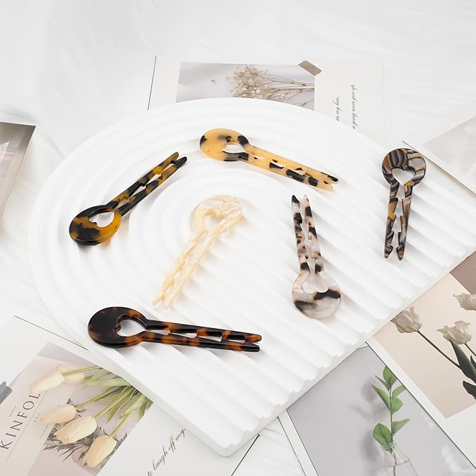 Small Hair Pins, French Hair Sticks for Fine Hair, Dark Tortoise Pattern, Fine Hair Accessories，
