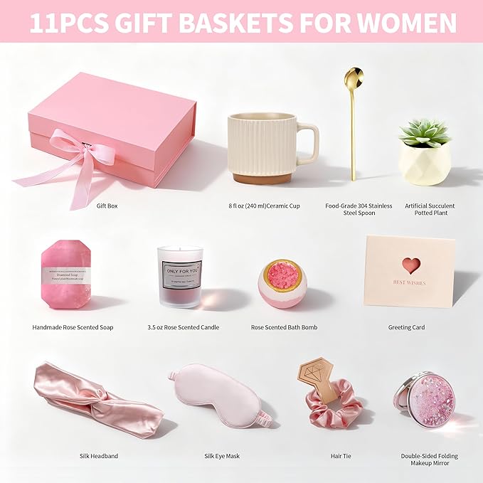 Spa Gifts for Women, Gift Basket, Self Care Gifts Birthday Gifts Christmas Gifts Get Well Soon Gift Baskets Relaxation Gifts for Women Mom Wife Grandma Her Sister Friends Teacher