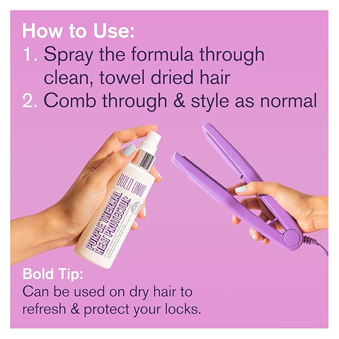Heat Protectant Spray Formulated For Blonde, Platinum, Ash & Silver/Gray Hair. Thermal Shield Protection Professional Formula Minimises Brassy Yellow Tones. Protects Dry, Damaged, Frizzy & Curly Hair