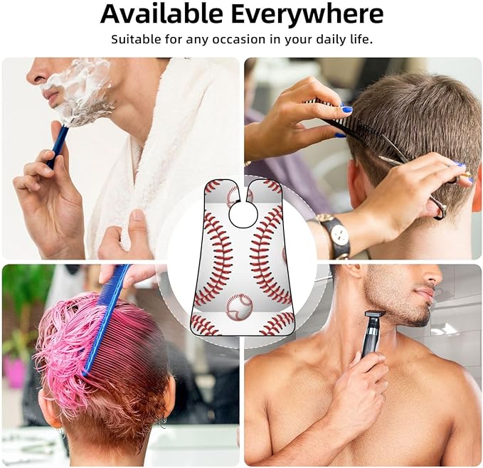 Beard Trimming Catcher Apron, Waterproof Non-Stick Grooming Bib for Shaving, Ideal for Men Dad Father’s Day, Baseball Shave Bib