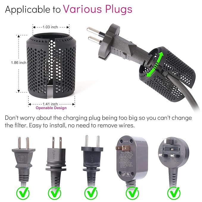 Upgraded Hair Dryer Filter Cover Compatible with Dyson Supersonic HD01 HD03 HD07 HD08 Models, Hair Dryer Strainer Filter Replacement Parts (Gray)