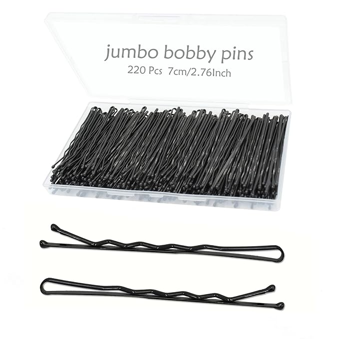 YINGFENG 220pcs Large 2.76-Inch Bobby Pins for Women, Super Grip Black Hair Clips with Box - Reusable Non-Slip Pins for Thick, Long Hair