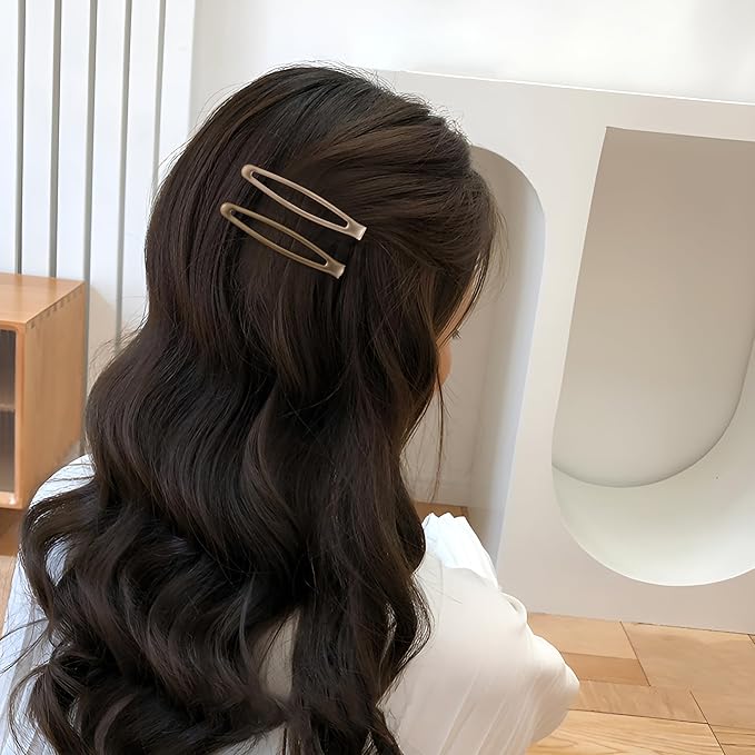 16 PCS Snap Hair Clips Metal Barrettes for Women Non Slip Barrettes for Thick and Thin Fine Hair,Silver Gold Brown Rose Gold,2.36 x 0.43 Inches.