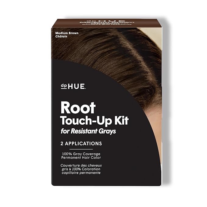 dpHUE Root Touch-Up Kit for Resistant Grays, Medium Brown - Permanently Cover Difficult, Stubborn Gray Hair - 2 Applications Included - Vegan & Leaping Bunny Certified