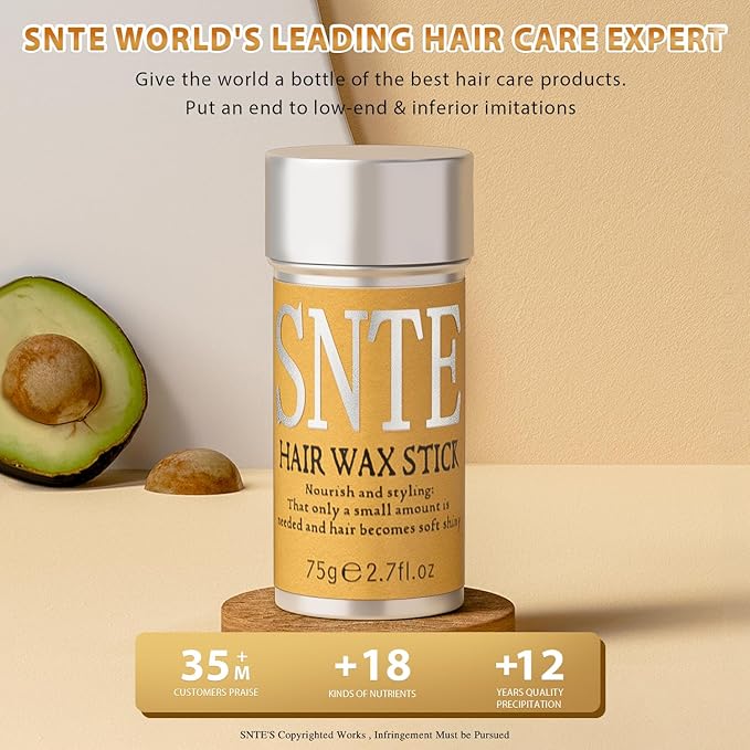 Hair Wax Stick, 3PCS-Wax Stick For Hair Slick Stick, Slick Back Stick Hair Stick Wax Edge Frizz No-white Chips & No-Residue & No-Greasy & Easy to Absorb 2.7 Oz