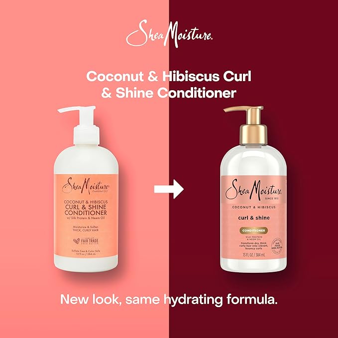 SheaMoisture Curl & Shine Conditioner Coconut & Hibiscus, for Thick, Curly Hair to Moisturize & Soften, 13 oz