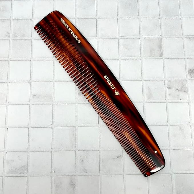 #4 Handmade Wide Narrow Tooth Comb Tortoise Havana Acetate Thick Coarse Curly Thin Fine Straight Hair Detangling Parting Grooming Teasing Styling Hairdresser Barber Hairdressing Wet Dry Pocket