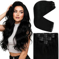 Ve Sunny Clip in Hair Extensions Real Human Hair, Black Clip in Hair Extensions Remy Hair Extensions Clip ins for Women 22inch 120g 7Pcs