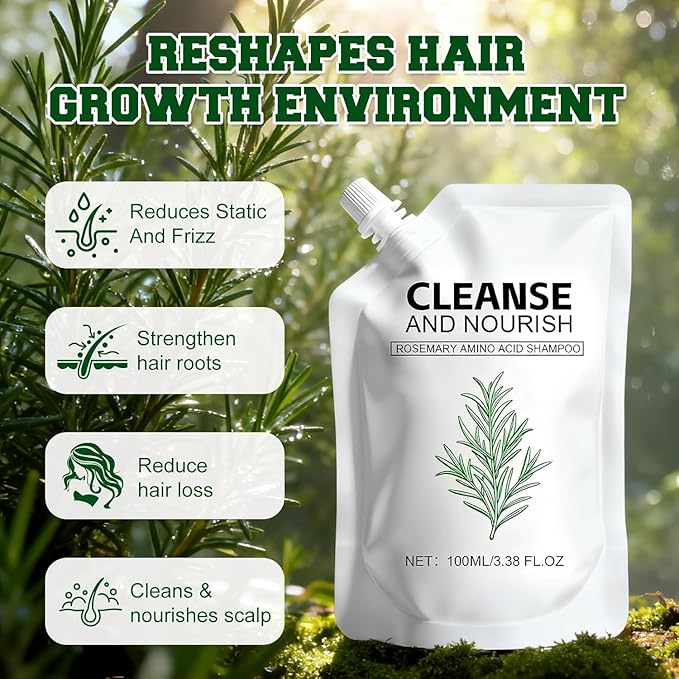 2PCS Rosemary Amino Acid Hair Growth Shampoo for Women and Men, Thinning Hair Loss Natural, Gently Cleanse, Repair & Protect Strands