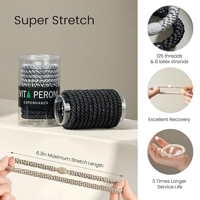 EVITA PERONI Hair Ties 12 Pcs Set, High Elastic Ponytail Holders, Hair Ties No Damage, Elastic Ties for Thick Hair Women Men, Gifts for Mother Sister Girlfriend (Light Coffee)