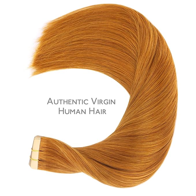 WENNALIFE Tape in Hair Extensions Human Hair, 20pcs 50g 14 inch Auburn Ginger Remy Hair Extensions Straight Human Hair Tape in Extensions Skin Weft Tape Extensions Human Hair