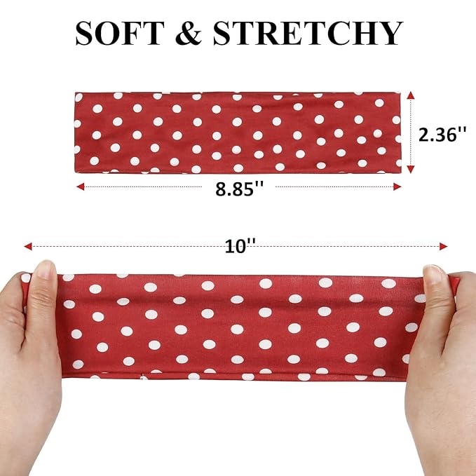 TERSE Polka Dot Headbands for Women Trendy Women Hair Accessories: Cute Head Bands for Women's Hair Fashion Hairbands 6PCS