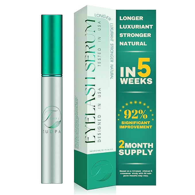 Eyelash Growth Serum: Enhances length, density & strength, conditions lashes. Vegan, cruelty-free, gentle for sensitive eyes. 3mL (2-month supply)