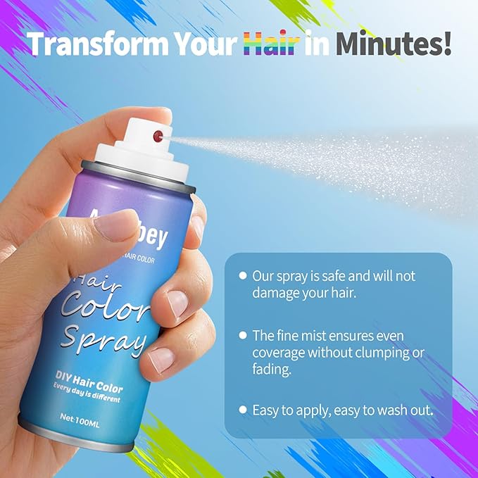 Halloween Hair Spray,Temporary Hair Color Spray for Women Kids Men,Washable Hairspray,Colored Hair Spray,Color Hairspray for Halloween,Party,Cosplay,Christmas Day (03#White)