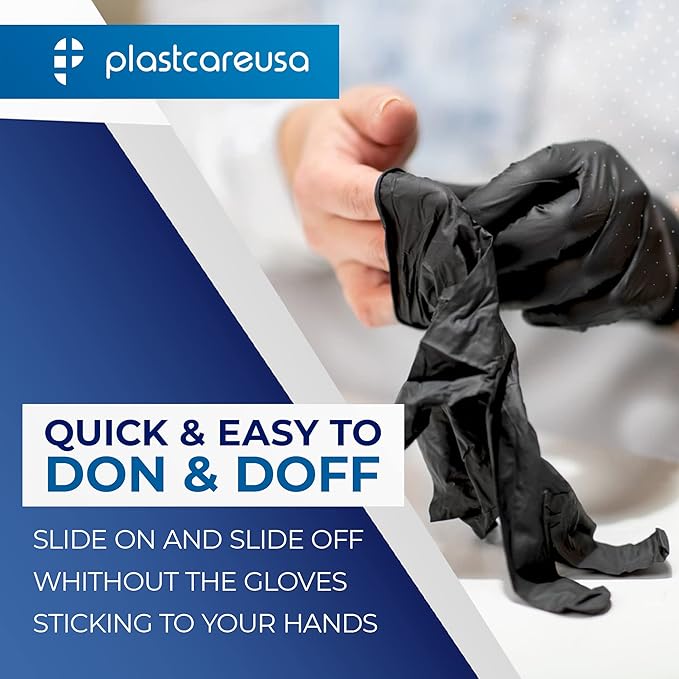 100 Nitrile Exam Gloves 3.5 Mil - Latex & Powder Free, Disposable Non-Sterile Protective Gloves By PlastCare