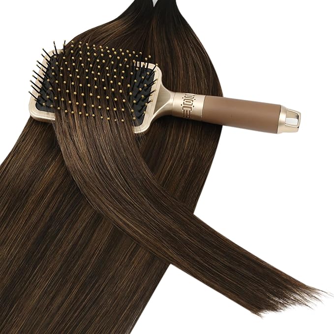 YoungSee Utip Hair Extensions Human Hair Brown Balayage U Tip Human Hair Extensions Ombre Dark Brown to Browns Hot Fusion Hair Extension 22In Ktip Extensions 1G/S 50G for Long Hair