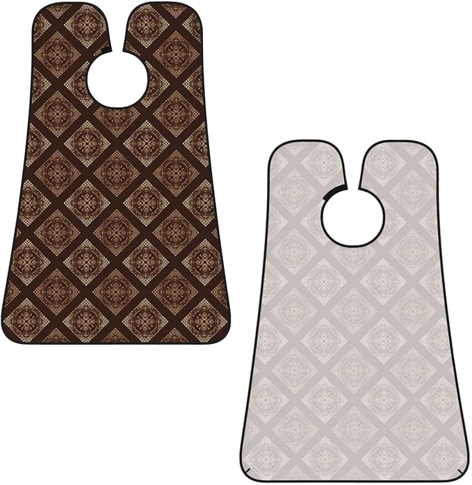 Stretchable Beard Cape, Non-Stick Hair Catcher for Trimming, Waterproof Grooming Apron, Cool Snake Skin Brown