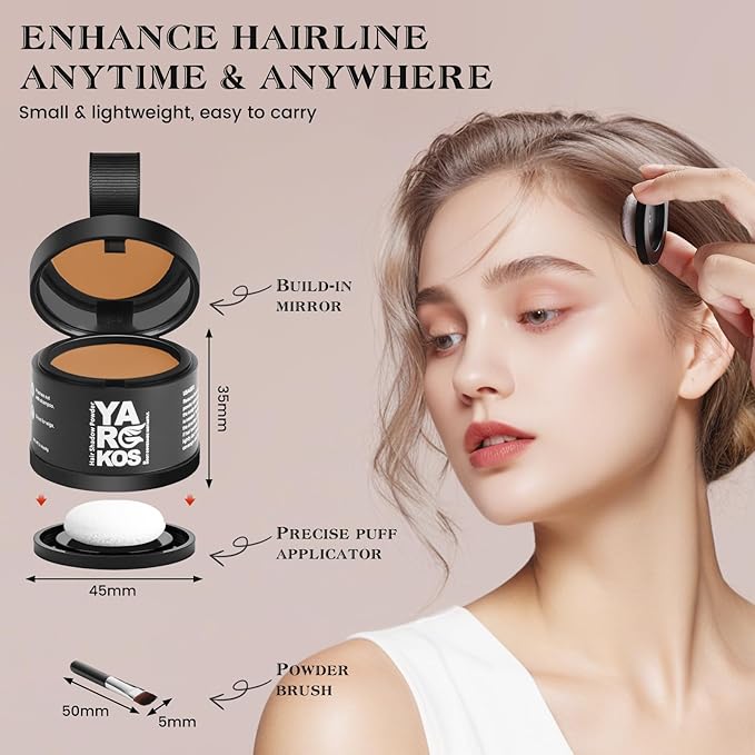 Hairline Shadow Powder, Light Brown, Root Touch Up Powder for Instantly Gray Hair Cover Up, Women Color Root Coverage for Thinning Grey, Mens Roots Concealer for Hair Loss Beard Line, #1