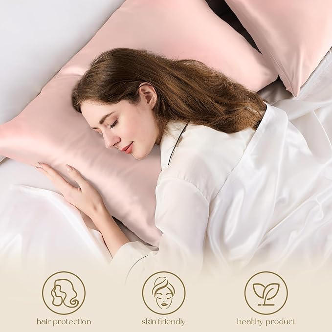 ZIMASILK 100% Pure Mulberry Silk Pillowcase for Hair and Skin Health,Both Sides 19 Momme Silk,1pc (Throw 18''x18'',Pink)